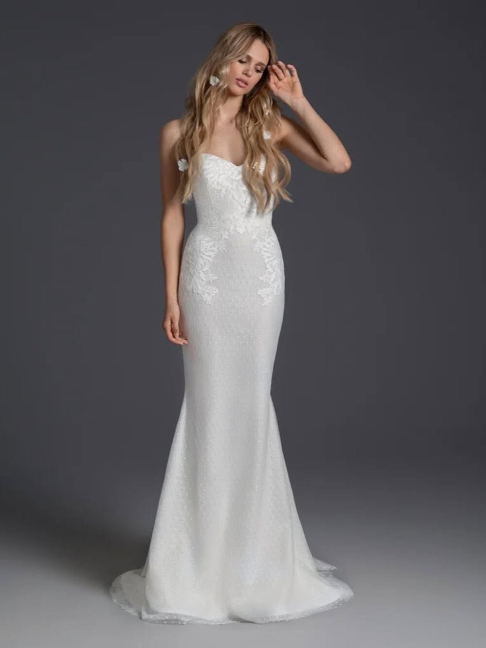 Hayley Paige 1953 Strapless Lace Sheath Wedding Dress Size 14